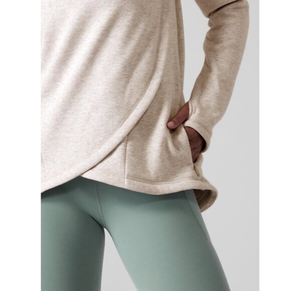 Athleta Cozy Karma Asym Pullover // Toasted Brown Heather Small - Picture 6 of 14